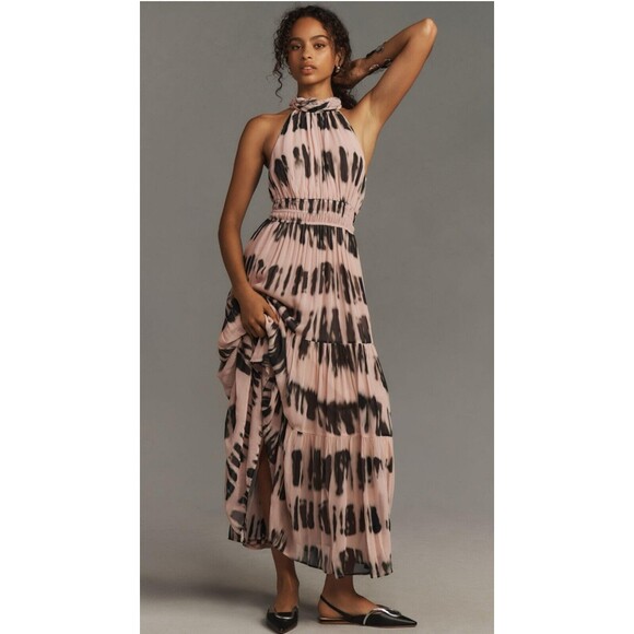 Anthropologie Maxi Dress Women Somerset Halter Vacay Preppy Boho Retro Sz XS NWT